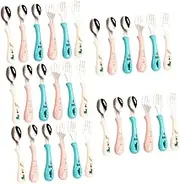 ETHZZLE 15 Sets Stainless Steel Toddler Fork Spoon Utensils Ergonomic Design for Kids