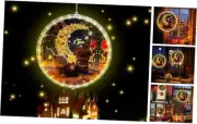 Bear Moon Flower Window Lights Decorations Circular Hanging String Lights