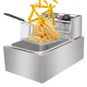 2500W Single Tank Deep Fryer 6L Stainless Steel Cylinder Electric Fryer US Plug