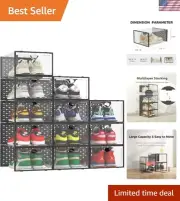 XXL Shoe Storage Box Fit for Size 14, Clear Plastic Stackable Shoe Organizer ...
