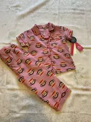 NWT Paul Frank Monkey Girls 2PC Pajamas Sleepwear 4T Pink