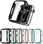 [DULIPING] 6-Pack Screen Protector for Apple Watch Series 8/7 45mm, Hard PC Case with Tempered Glass All-Around Protective Cover Compatible with iWatch Series 7 45mm Accessories