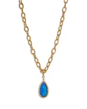 Nadri Blue Lagoon Pave & Stone Pendant Necklace in 18K Gold Plated, 24
