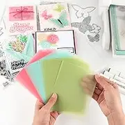 Briartw 90 Sheets 4.25x5.5 Colored Frosted Smooth Vellum Paper Sheets,100gsm/37lb Heat Resistant Translucent Tracing Paper,Three-Colored See-Through Paper for Stamping,Embossing,Die Cutting