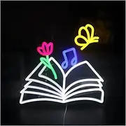 Sign Lamp Magic Book Neon Sign USB Powered Dimmable Led Light for Reading Club Lights Classroom Decor 32.8cm×32.2cm