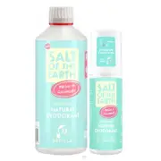 Salt of The Earth Melon & Cucumber Deo Refill Bottle 500ml+FREE Spray Deo 100ml