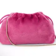 Jules Kae Pink Bree Bucket Crossbody Bag Faux Fur Drawstring Barbie Coquette New