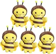 MUELODSIC 5Pcs Adorable Bee Plush Keychain Cute Stuffed Bee Bag Hanging Ornament Lightweight Plush Pendant for Backpacks and Handbags Whimsical Cartoon Bee Design Soft Material