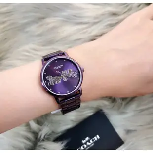 COACH 時尚女士腕錶 36mm 女錶 手錶 腕錶 14502923 紫色鋼錶帶(現貨)