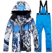 [USDBE] Men Ski Suits Warm Snow Jacket and Pants Winter Skiing and Snowboarding Set