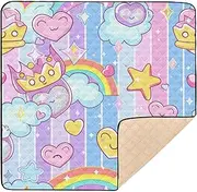 Princess Dress Crown Cartoon Soft Thick Baby Activity Play Mat for Floor Water Resistant Kicking Mat for Baby Kids Toddlers Infants, 50'' x 50''