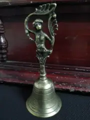 Vintage Solid Brass Hand Bell – School Bell, Service Call Bell Woman Figure