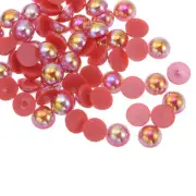 360pcs ABS Half Pearl Beads 8mm Flat Back Imitation Pearl Colorful Red