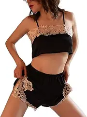 [Generic] Women Soft Pajamas Set Breathable Suspenders Short Two Piece Sexy Pants Christmas Clothing for Women