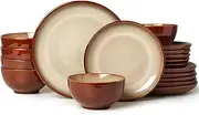 18 Piece Dinnerware Sets, Service for 6 Brown Yellow