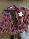 Cece Tartan Plaid Long Sleeve Mock Bow Neck Top Christmas Size L