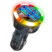 200W 6-Port USB PD Car Charger Adapter 4USB-A+2USB-C Support PD QC3.0 SCP FCP BC1.2 Fast Charging with LED Digital Displ