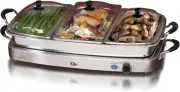 Gourmet EWM-9933 Triple 3 X 2.5 Quart Trays Buffet Server 7.5 Qt Oven Safe Pan