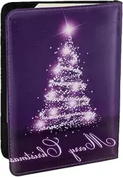 [JEJEA] Christmas Purple Tree Print Travel Organizer Credit Cards Case Passport BookPassport Holder Cover Wallet forTraveling,, Black, One Size
