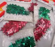 16mm Red & Green Large Star Sequins 300 Total 6 Vintage Unopened Packages Sulyn