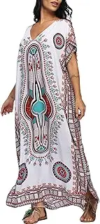 [SMUDGE Life] Kaftan Dresses for Women Plus Size with Print Swimsuit Beach Caftans Cover Up