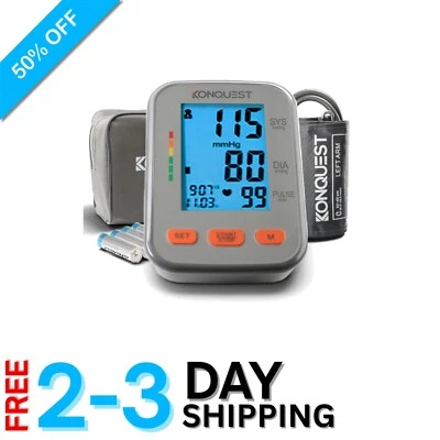 Automatic Upper Arm Blood Pressure Monitor with Adjustable Cuff & Backlit LCD
