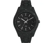 Timex Legacy Crystal Silver Watch with Black Silicone Strap