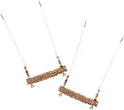 COLLBATH 2 Pack Chicken Swing Toys Bird Parrot Training Swing Wooden Perch Stands for Hens