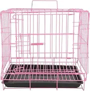 Parliky Pet Dog Cage Dog Kennel Dog Crate Dog House Pet Carrier Puppy Crate Metal Dog Cage Animal Cages Cats Cage for Rabbits Crates for Dogs Indoor Rabbit Carrier Cage Iron Wire Pink