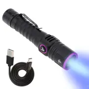 365nm UV Flashlight with 3 LEDs, TypeC Rechargeable Zoomable Black Light Torch