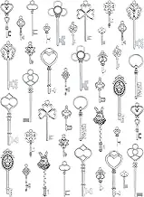 JIALEEY Vintage Skeleton Key Charms, 20 Type of 40PCS Antique Silver Key Charms for Necklace Pendant DIY Jewelry Making Supplies Wedding Favors, Alloy, alloy