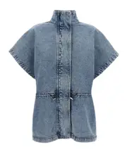 Fabiana Filippi Drawstring Waist Denim Cape XS light blue