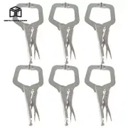 6 PCS 11" C-Clamp Locking Pliers Adjustable Locking Welding With Swivel Pads