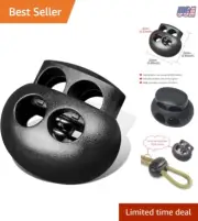 Cord Lock Fastener Plastic Double Hole 10PCS Durable Slider Stopper Black