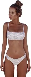 [Start_wuvi2019] Womens Sexy Bandage Bikini Set Push-Up Brazilian Print Swimwear Beachwear Swimsuit. (M, Pink)