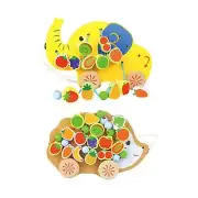 Wooden Stringing Beads Threading Toys Lacing Toys