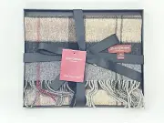 Hickey Freeman Plaid Merino Wool Scarf Tan in Original Box - Plaid