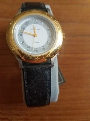 Rare Vintage 1990s Casio Poseidon Analog Mens Watch PNM-102-7B Leather Band