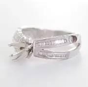 VINTAGE DIAMOND BAGUETTE/ROUND SPLIT SHANK SEMI-MOUNT ENGAGEMENT RING 6.75US