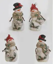 Small Resin Stone Look Snowmen Figurine (Your Choice) Holiday Home Decor/Accents