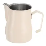 Milk Frothing Pitcher, 12oz / 350ml Milk Frother Cup, Extended Spout Beige