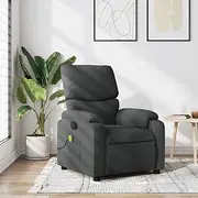 Dark Grey Fabric Massage Recliner Chair - Comfortable Reclining Armchair with Manual Recline, Side Pocket & Soft Padded Seat for Living Room | 75x99x99 cm | 110 kg Capacity