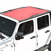 Red Top Sunshade Shade Mesh Protector Net for 2018+ Jeep Wrangler 4-Door JL JT
