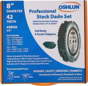 Oshlun Professional 8" Stack Dado Saw Blade Set Buzz 42 Teeth *NEW*