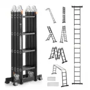 7 in 1 Multi Purpose Folding Ladder 4 Step Scaffolding Plank 15.5ft Heavy Duty