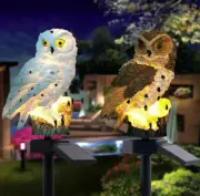 2XWaterproof Solar Power LED Light Garden Yard Lawn Owl Landscape Ornament Light
