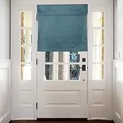 sourcing map Blackout Door Curtains, French Side Door Window Curtain for Privacy, Glass Patio Front Doors Sidelight Tie Up Shade, Indigo Blue, 26" x 28", 1 Panel