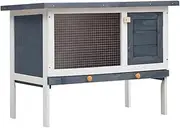 Outdoor Rabbit Hutch Pet House 1 Layer Grey Wood