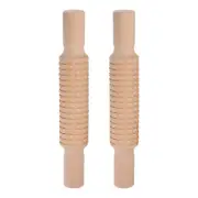 2pcs Wood Clay Roller Rectangle Texture Rolling Emboss Wood 21cm x 3.5cm