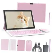 ZZB Tablet 2 in 1 Tablets 10 inch Android 12 Tablet Set with Keyboard 2in1 pink